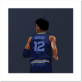 Ja Morant Pixel Back Posters and Art